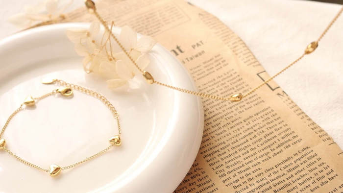 Wholesale Stainless Steel Heart Combo Bracelet & Necklace