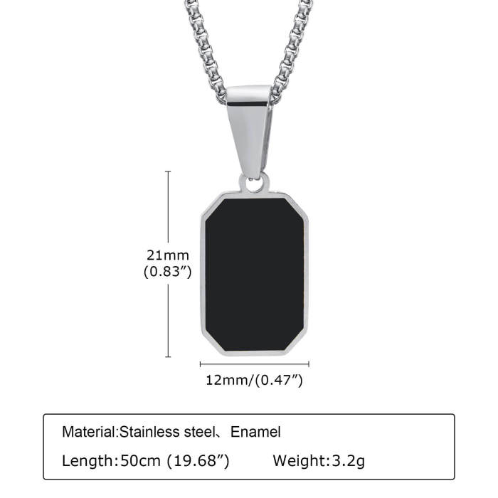 Wholesale Stainless Steel Mens Enamel Geometric Pendant Necklace