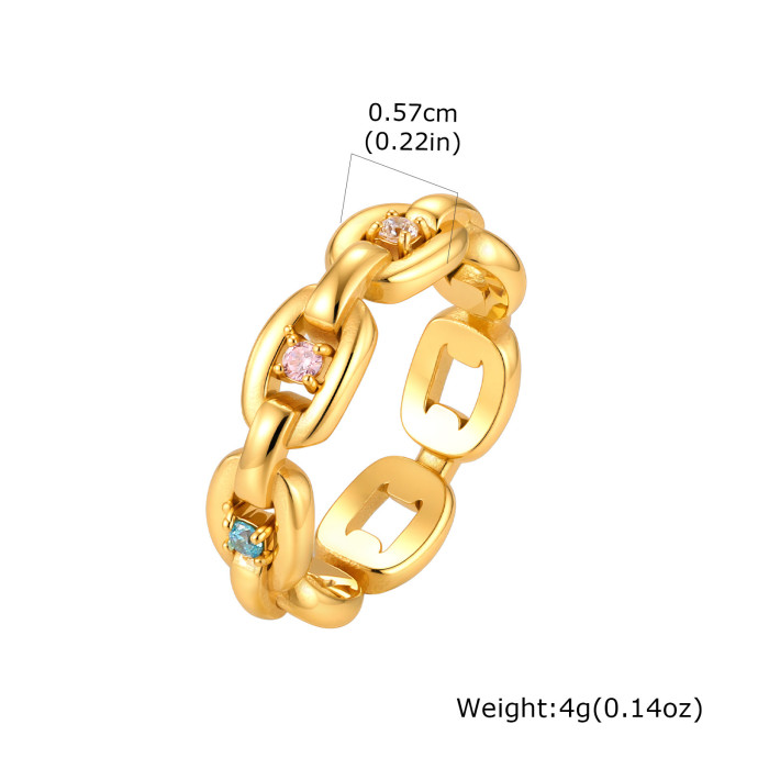 Wholesale CZ Inlay Stainless Steel Cuban Link Ring