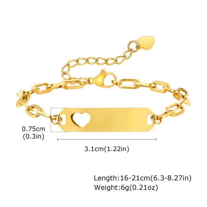 Wholesale Stainless Steel Engravable Bar Paperclip Bracelets for Kids