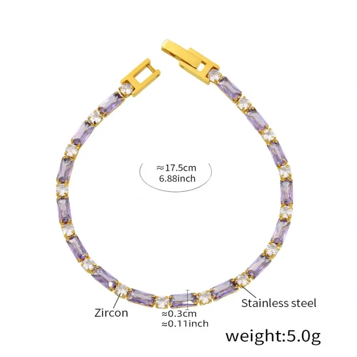 Wholesale Stainless Steel Colorful CZ Tennis Bracelet