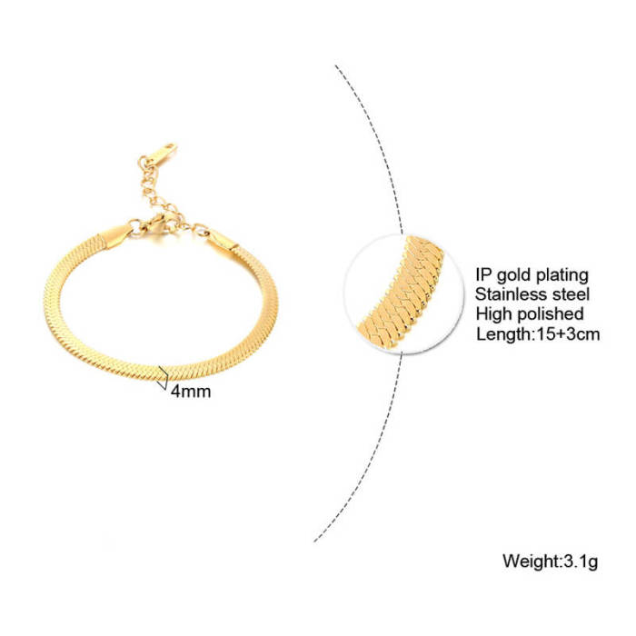 Wholesale Stainless Steel Flat Snake Chain Bracelet