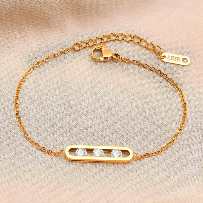 Wholesale Stainless Steel Unique Removable Crystal Bracelet