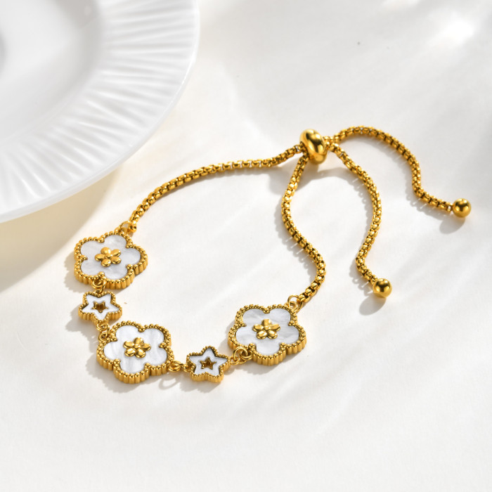 Wholesale Stainless Steel Mother of Pearl Flower Bracelet