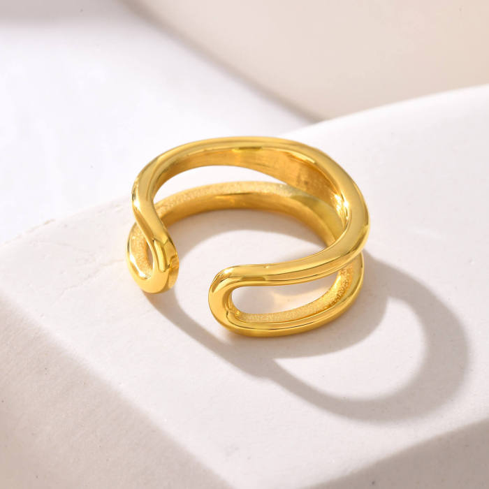 Wholesale Stainless Steel Double Open Ring with CZ