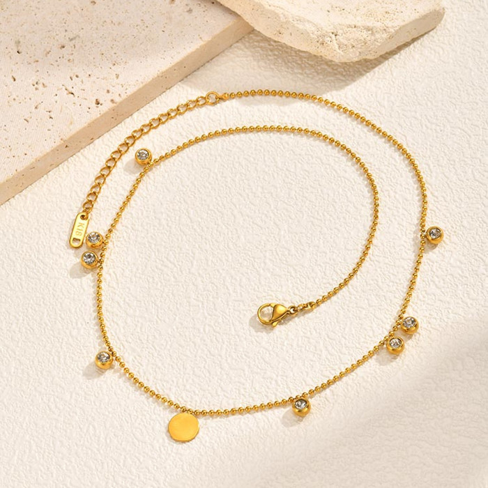 Wholesale Stainless Steel Ball Chain Necklace with Gold Disk