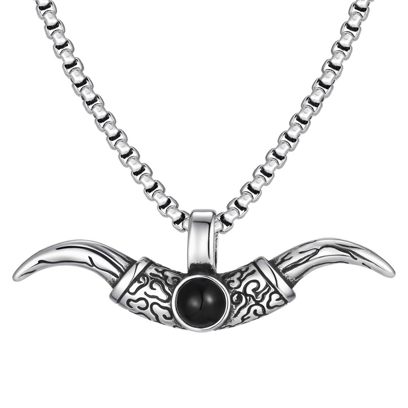 Wholesale Stainless Steel Men's Bullhorn Necklace