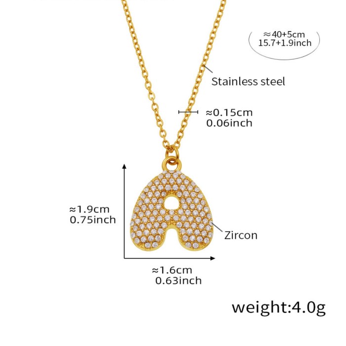 Wholesale Stainless Steel 5A CZ Initial Necklace