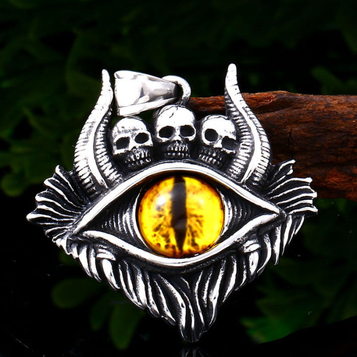 Wholesale Stainless Steel Evil Eye Skull Pendant