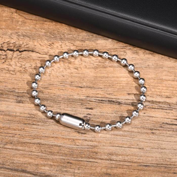 Wholesale Stainless Steel Mens Ball Bead Chain Bracelet