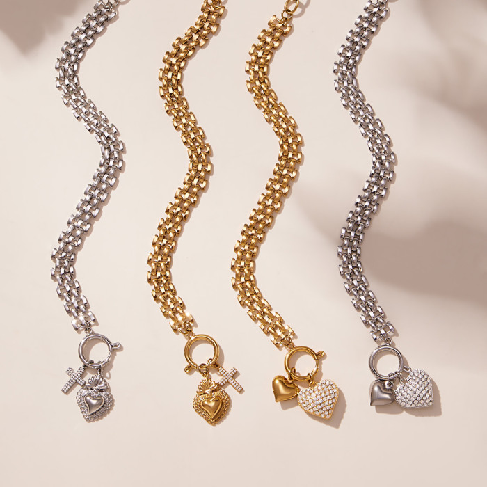Wholesale Stainless Steel Love Zirconia Bracelet Necklace