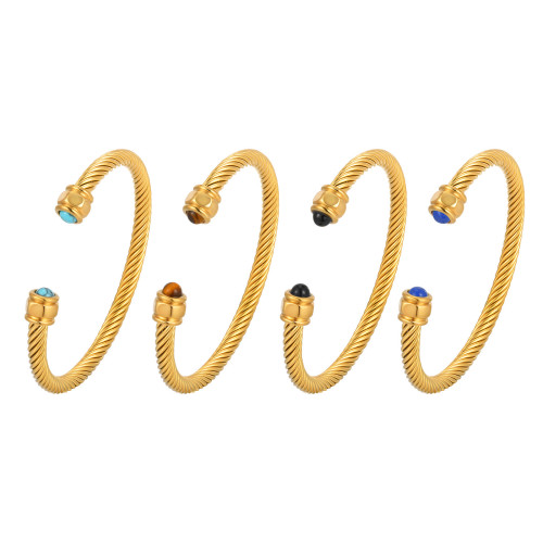 Wholesale Stainless Steel Tiger's Eye Open Bangle