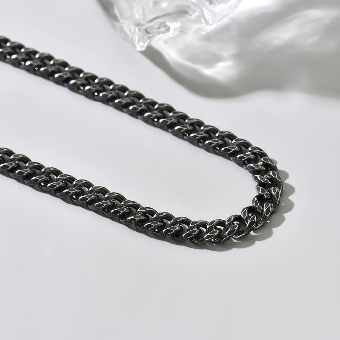 Wholesale Men's Black Stainless Steel Cuban Link Chain