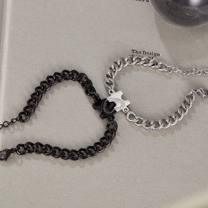 Wholesale Stainless Steel Love Puzzle Couple Bracelet Set