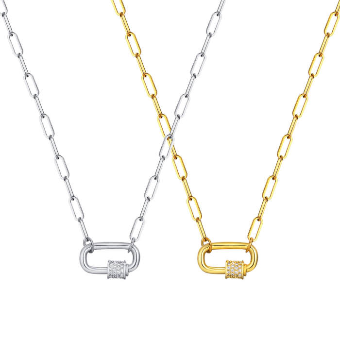 Wholesale Stainless Steel Fashion Geometric Paperclip Necklace