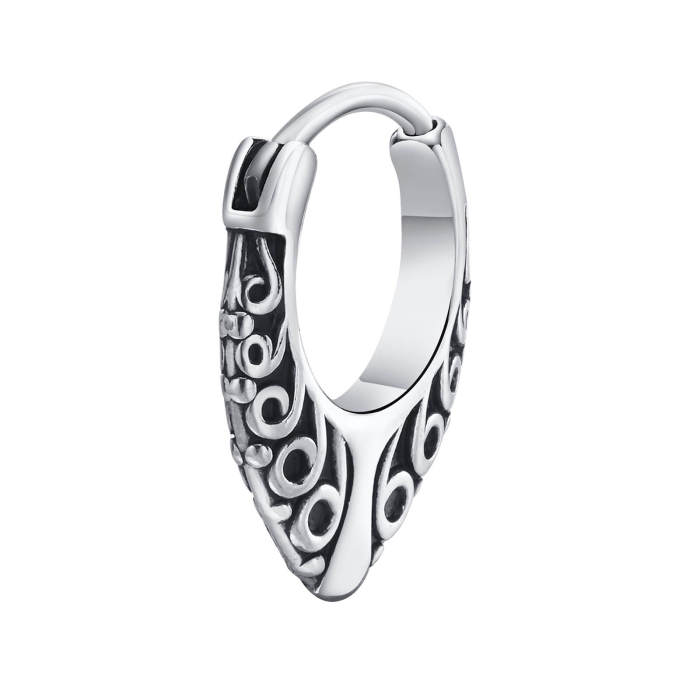 Wholesale Stainless Steel Hip Hop Textured Waterdrop Hoop Earring