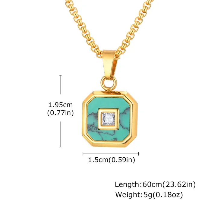 Wholesale Stainless Steel Lapis Lazuli Zircon Pendant