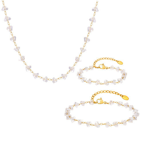 Wholesale Gold Plated Raw Crystal Style Zircon Jewelry Set