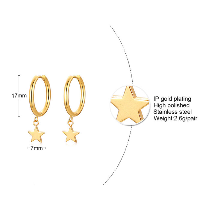 Wholesale Stainless Steel Dainty Star Hoop Earrings