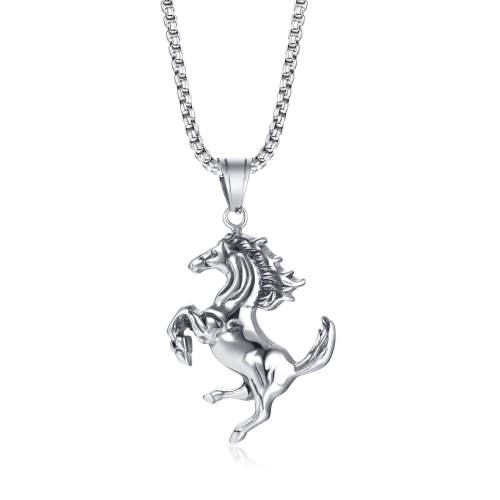 Wholesale Stainless Steel Running Horse Pendant Necklaces