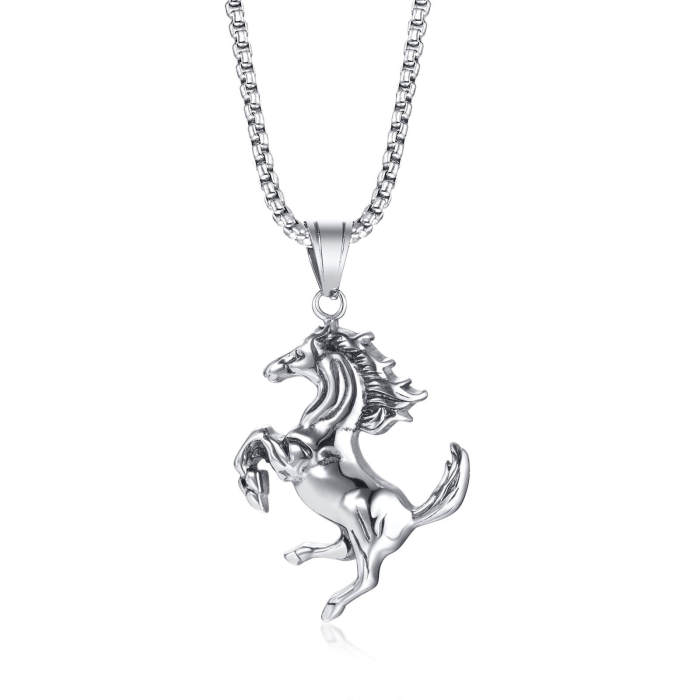Wholesale Stainless Steel Running Horse Pendant Necklaces