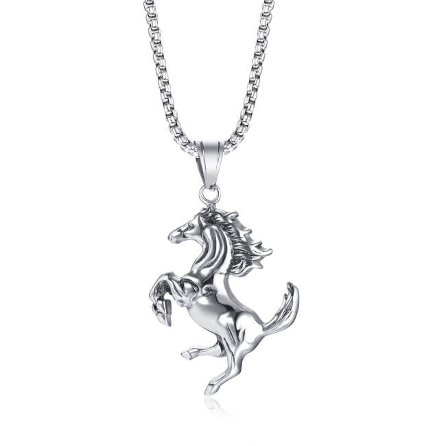 Wholesale Stainless Steel Running Horse Pendant Necklaces