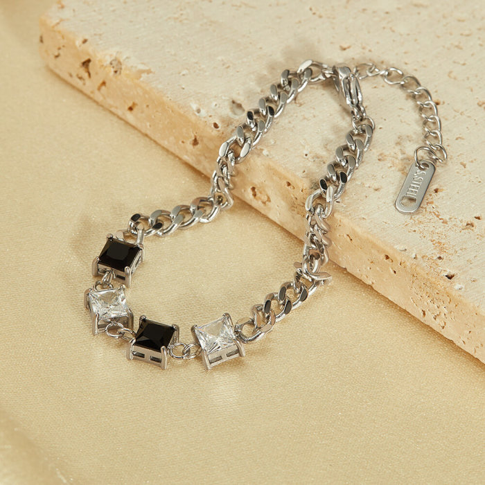 Wholesale Stainless Steel Black and White Zirconia Bracelet