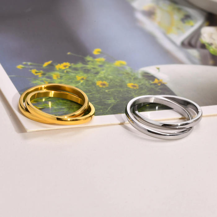Wholesale Stainless Steel Double Ring Gold