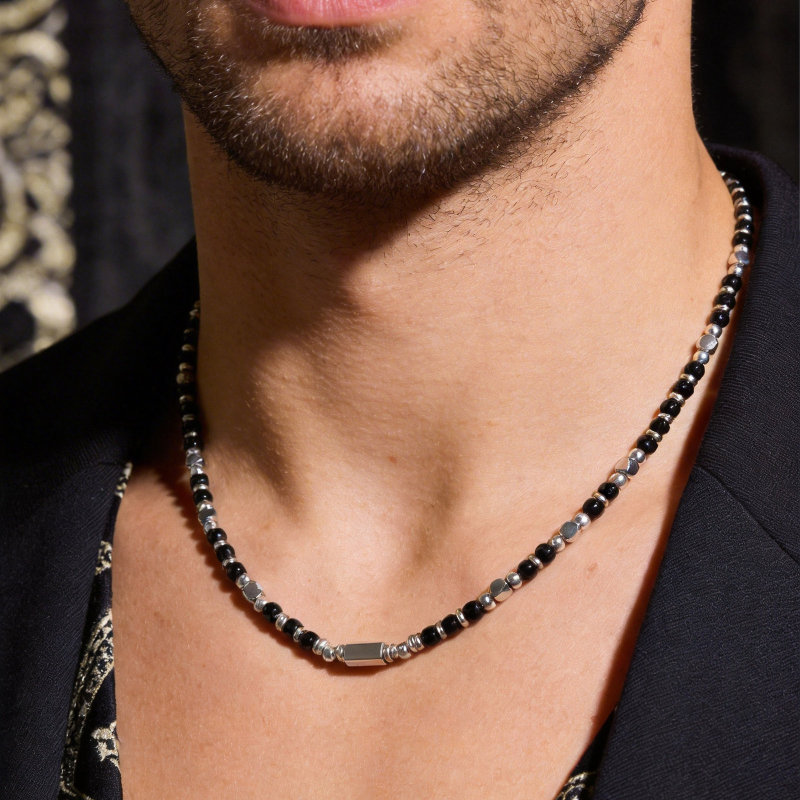 Wholesale Stainless Steel Natural Stone Beaded Necklace