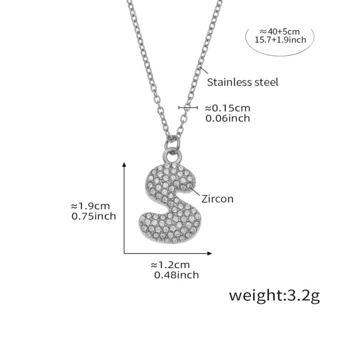 Wholesale Stainless Steel 5A CZ Initial Necklace