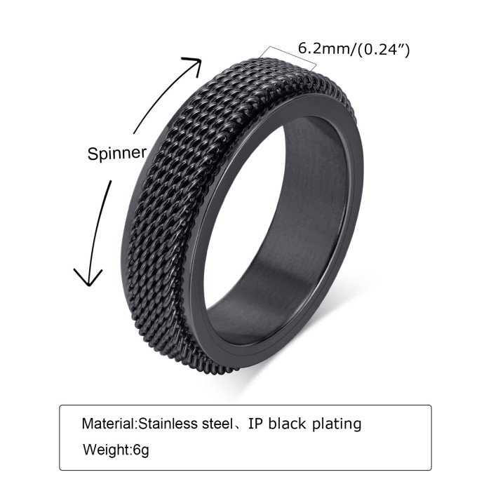Wholesale Stainless Steel Mens Mesh Spinner Ring