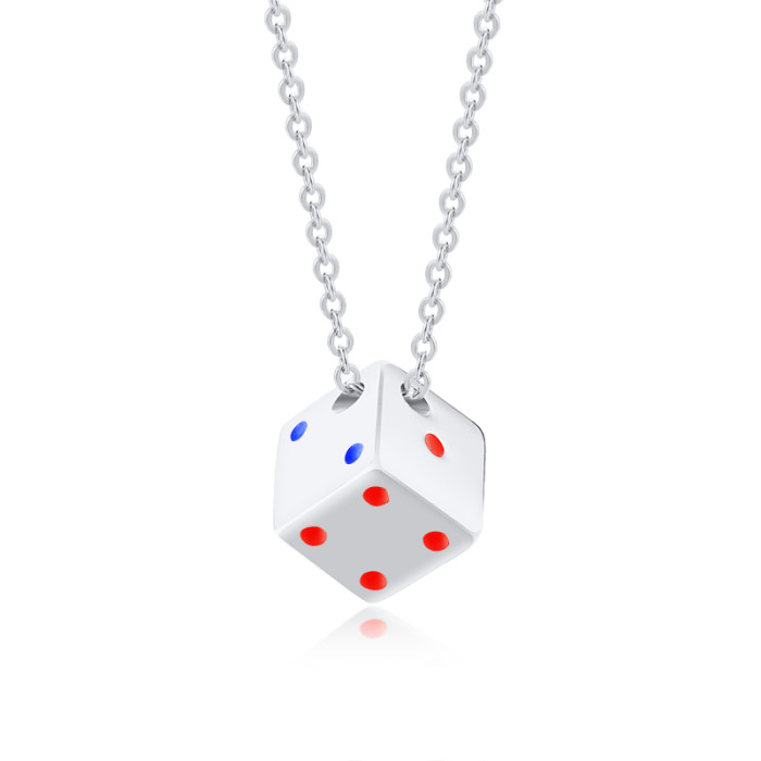 Wholesale Stainless Steel Fashion Dice Pendant Necklace