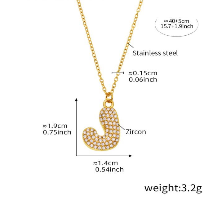 Wholesale Stainless Steel 5A CZ Initial Necklace