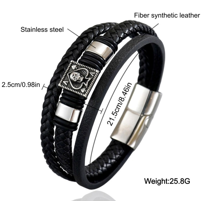 Wholesale Stainless Steel Multi-Layer Leather Bracelet