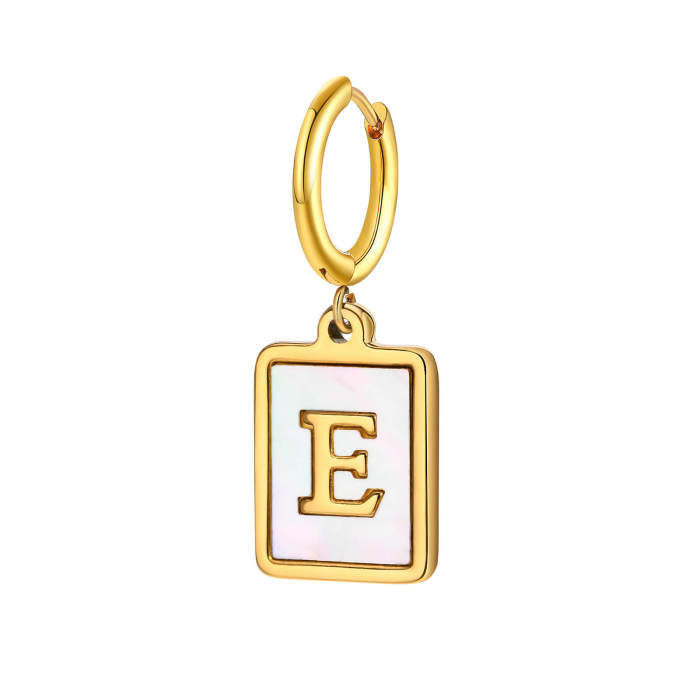Wholesale Stainless Steel Initial Shell Huggie Hoop Earring