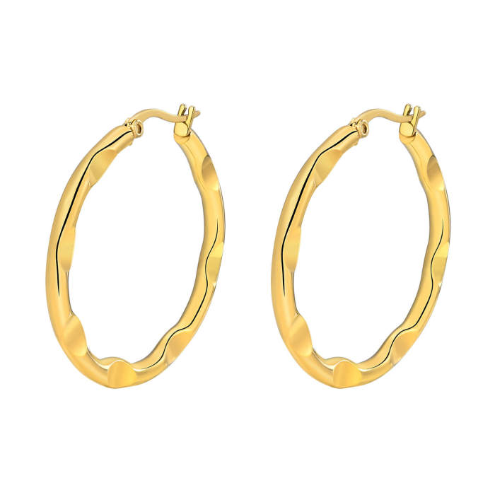 Wholesale Stainless Steel Hammered Hoop Earrings