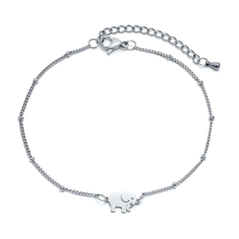 Wholesale Stainless Steel Elegant Elephant Bead Anklet