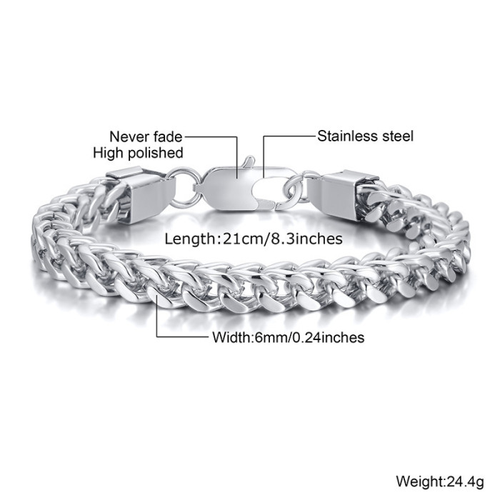 Wholesale Stainless Steel Men's Foxtail Chain Bracelet