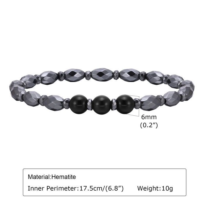 Wholesale Onyx Black Gallstone Hematite Beaded Bracelet