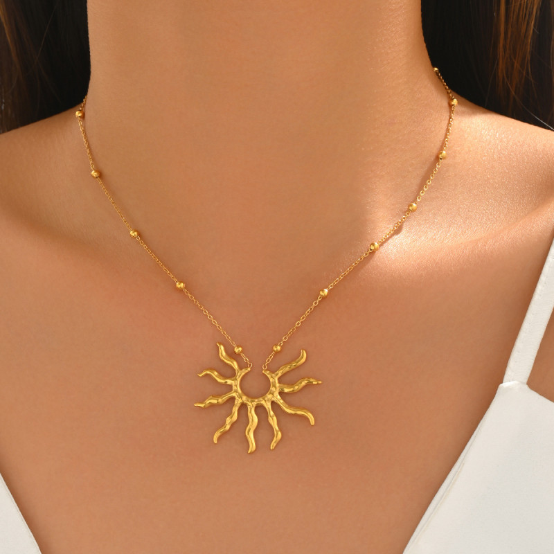 Wholesale Stainless Steel Sunburst Necklace