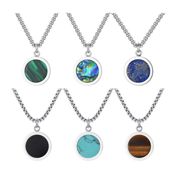 Wholesale Stainless Steel Simple Coin Pendant with Enamel