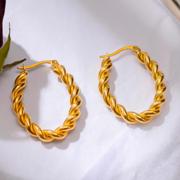 Wholesale Stainless Steel Twist Hoop Earrings