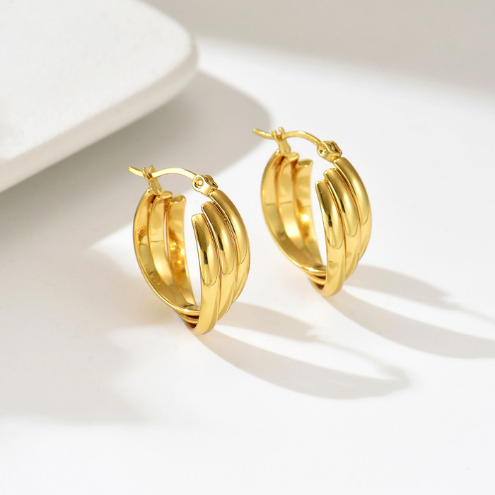 Wholesale Stainless Steel Triple Layer Earrings
