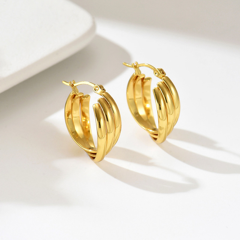 Wholesale Stainless Steel Triple Layer Earrings