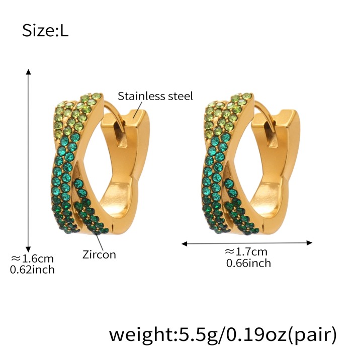 Wholesale Stainless Steel Pave Huggie Earrings