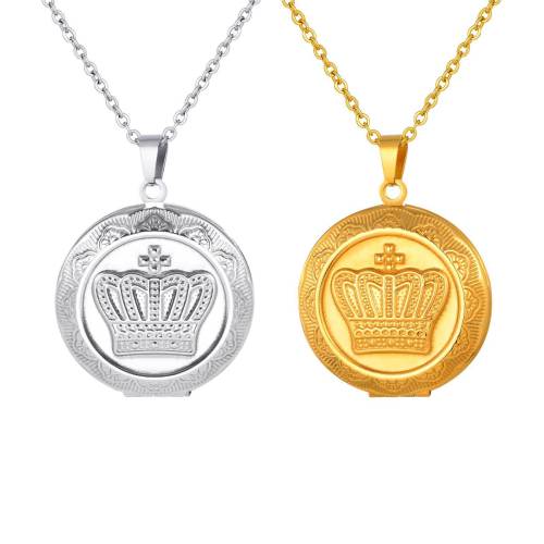 Wholesale Stainless Steel Crown Locket Necklaces