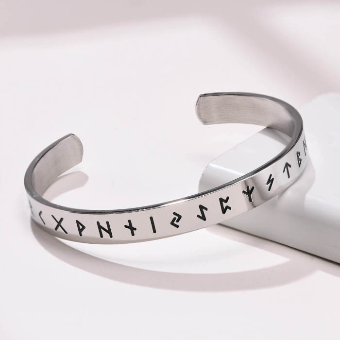 Wholesale Stainless Steel Open Viking Rune Bangle