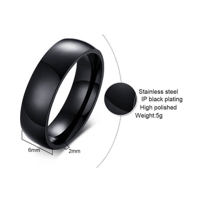 Wholesale Stainless Steel Bling Black Couple Rings