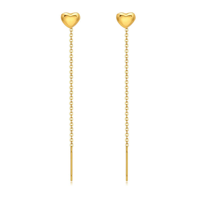 Wholesale Stainless Steel Heart-shaped Tassel Earrings