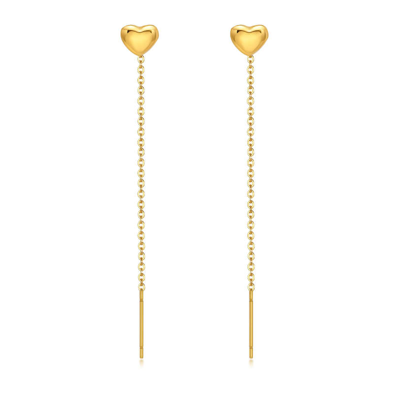 Wholesale Stainless Steel Heart-shaped Tassel Earrings